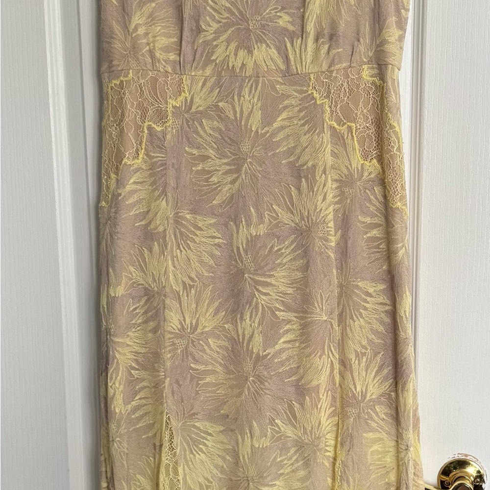 BCBG Yellow Floral Lace Prom Dress - Picture 4 of 10
